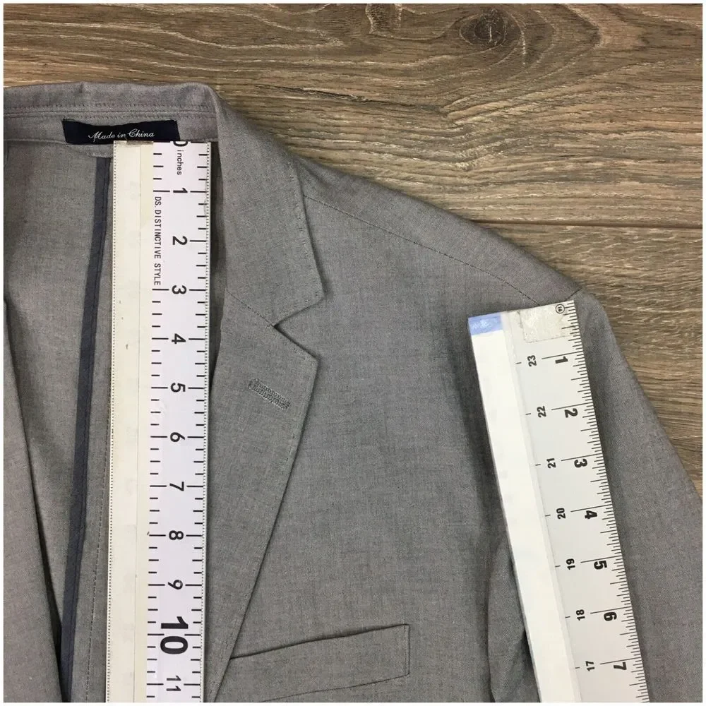 LAND'S END Mens Blazer Sport‎ Coat Casual Jacket Size 46R Gray Cotton Suit